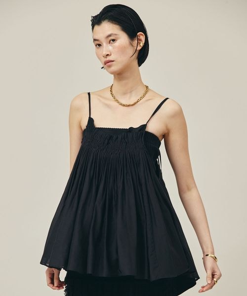 新品未使用】カレンソロジーコットンシルクギャザーキャミソールブラック