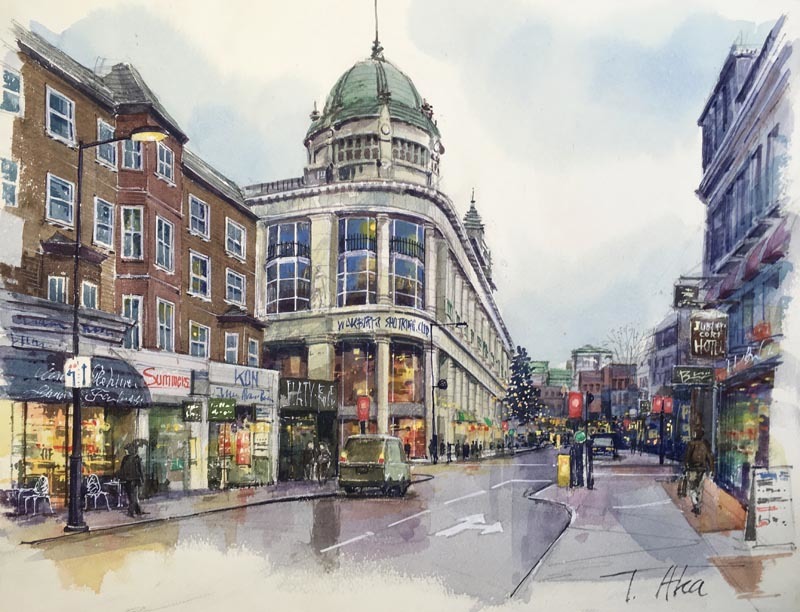 2008頃のロンドン クイーンズスクエア : 赤坂孝史の水彩画 AKASAKA