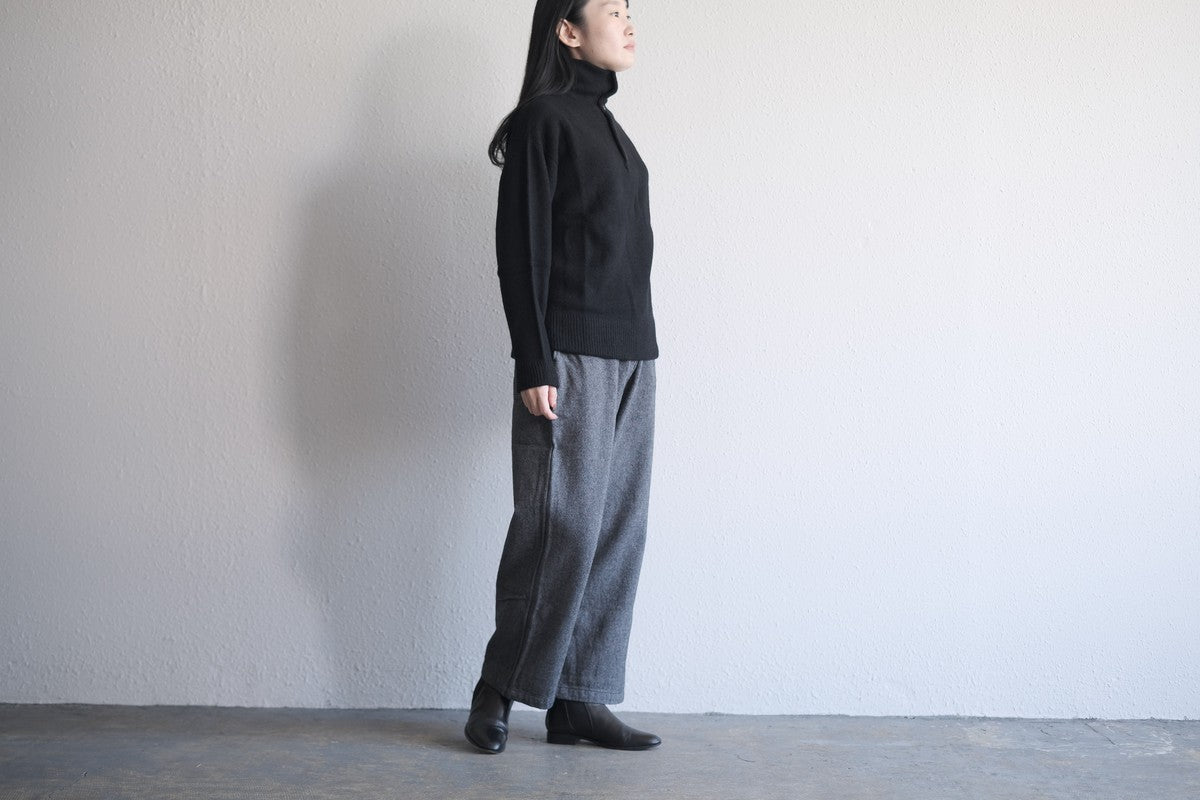 MITTAN / ウールシルクWフェイスハイネック 黒 KN-29 / unisex – PINT_MN