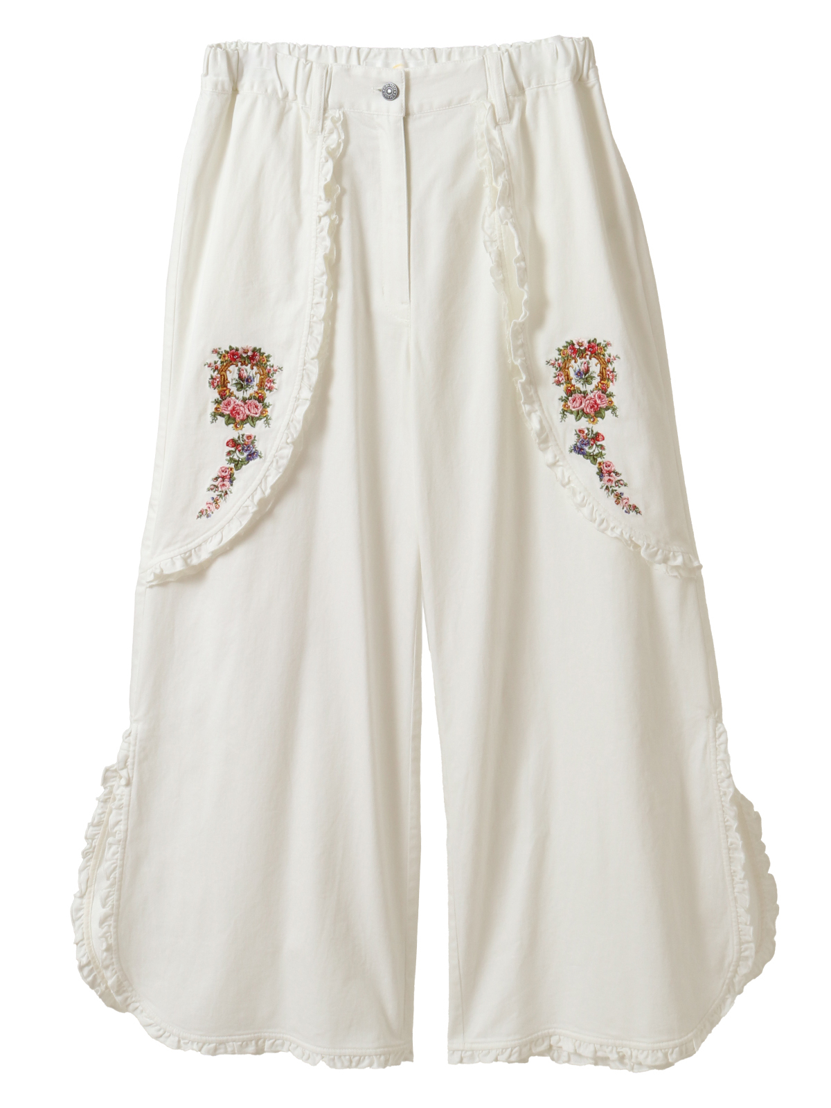 OUTLET】クレストフラワー刺繍使いワイドパンツ｜ピンクハウス