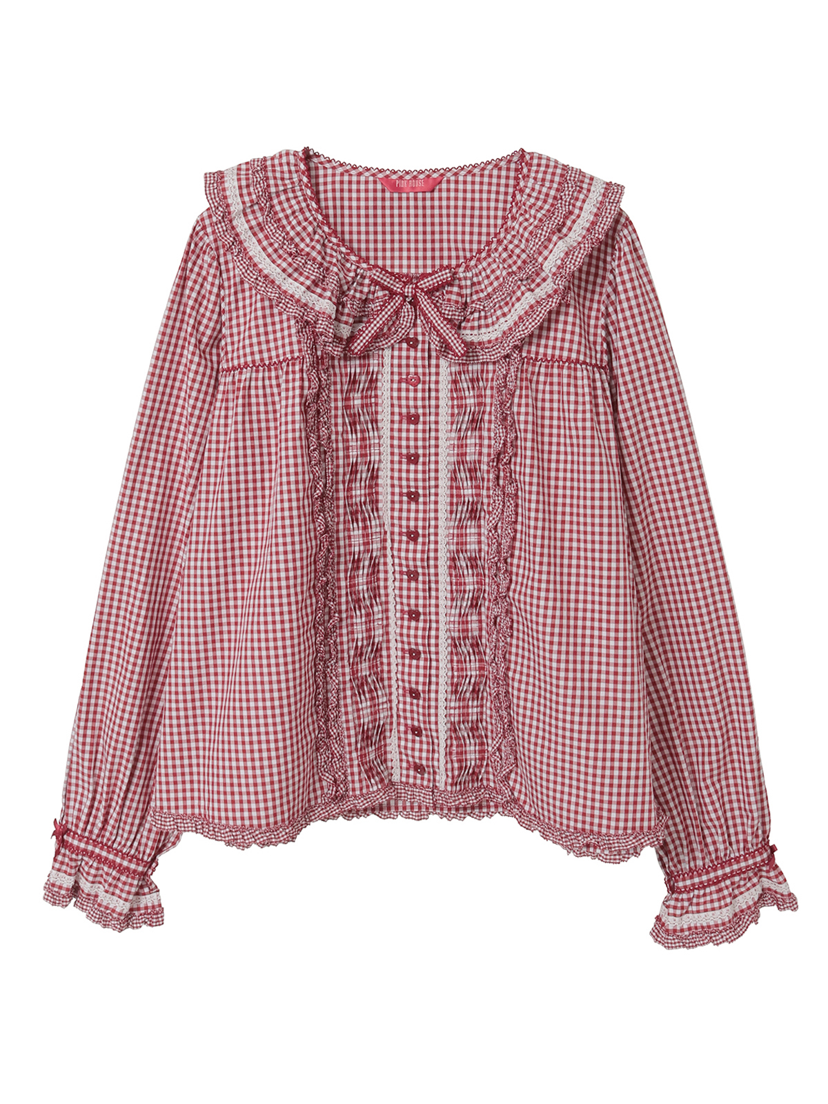 フリル襟付きギンガムチェックブラウス｜ピンクハウスオフィシャル