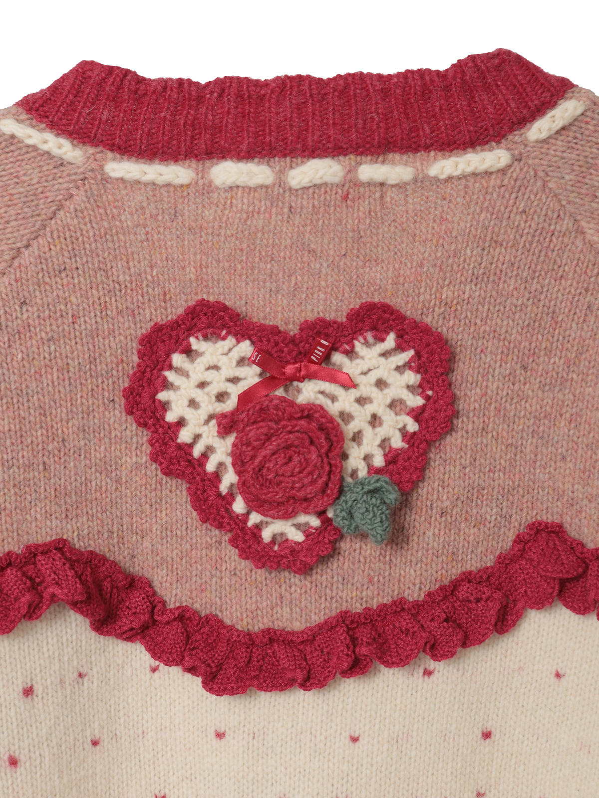 ハートモチーフ使いヨークニットカーディガン｜ピンクハウス