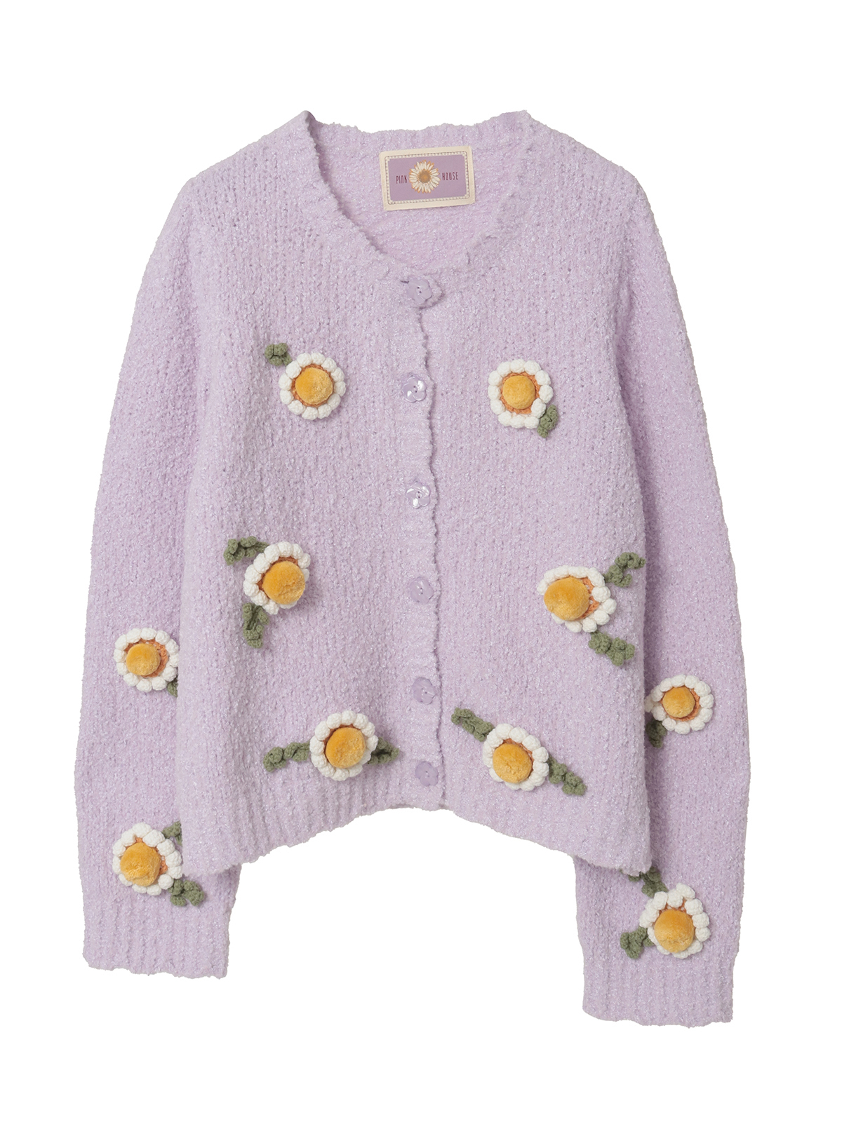 マーガレットモチーフ使いニットカーディガン｜ピンクハウス