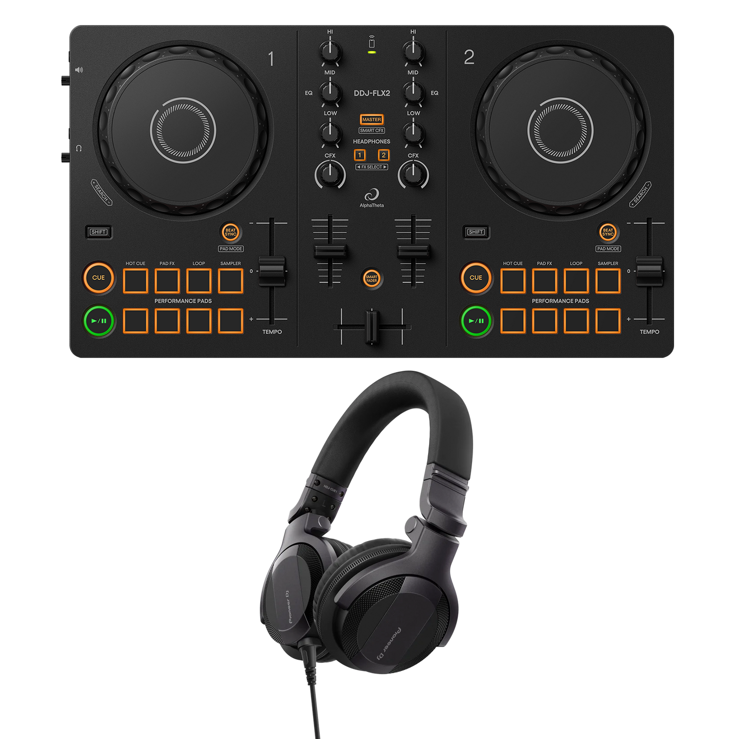 Pioneer DJ AlphaTheta DDJ-FLX2 + HDJ-CUE1 Bundle – Pioneer DJ Store