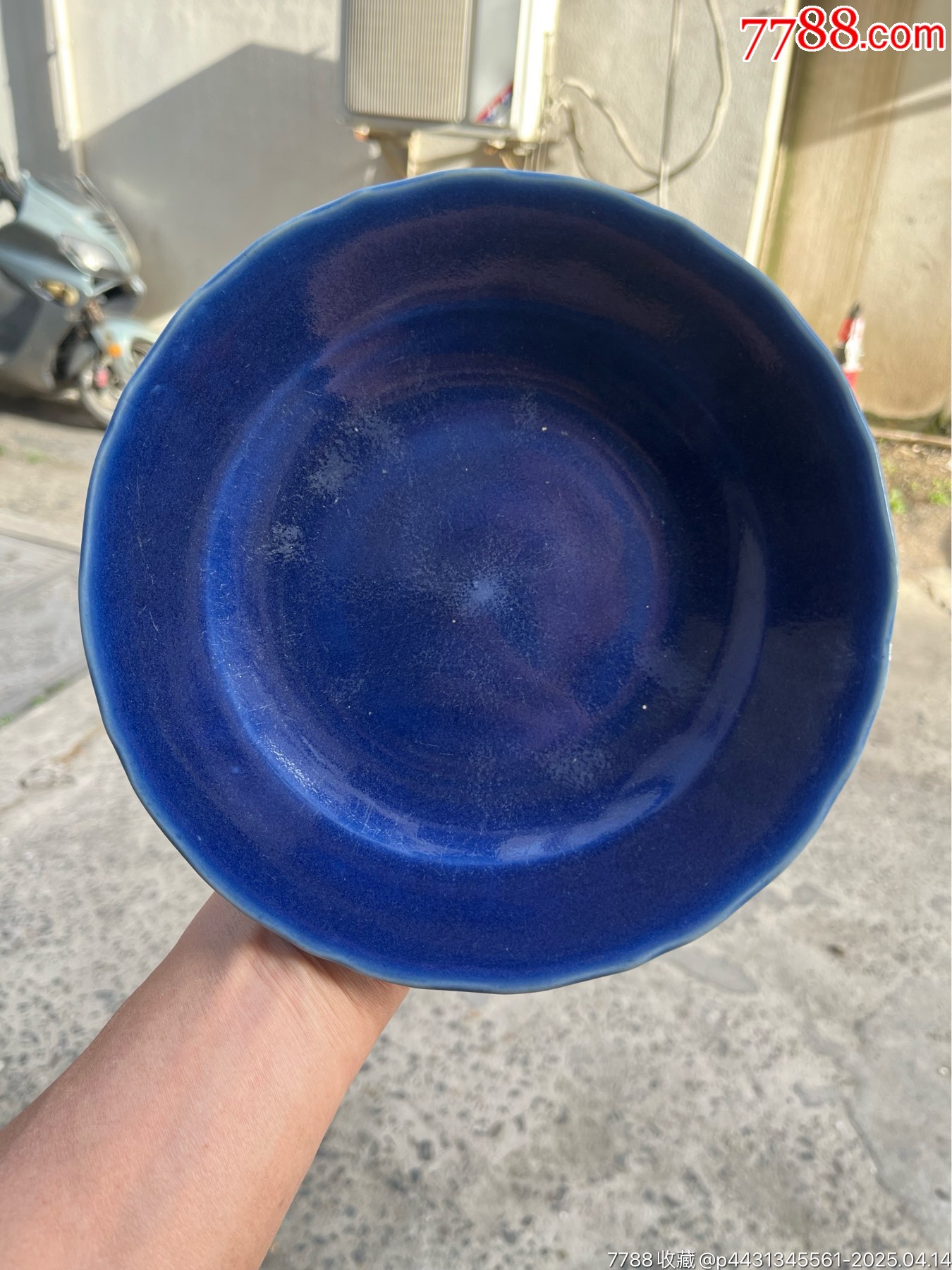 中国古美術 清時代霁蓝釉茶碗 XG3-2 中国古美術 清時代霁蓝釉茶碗 XG3