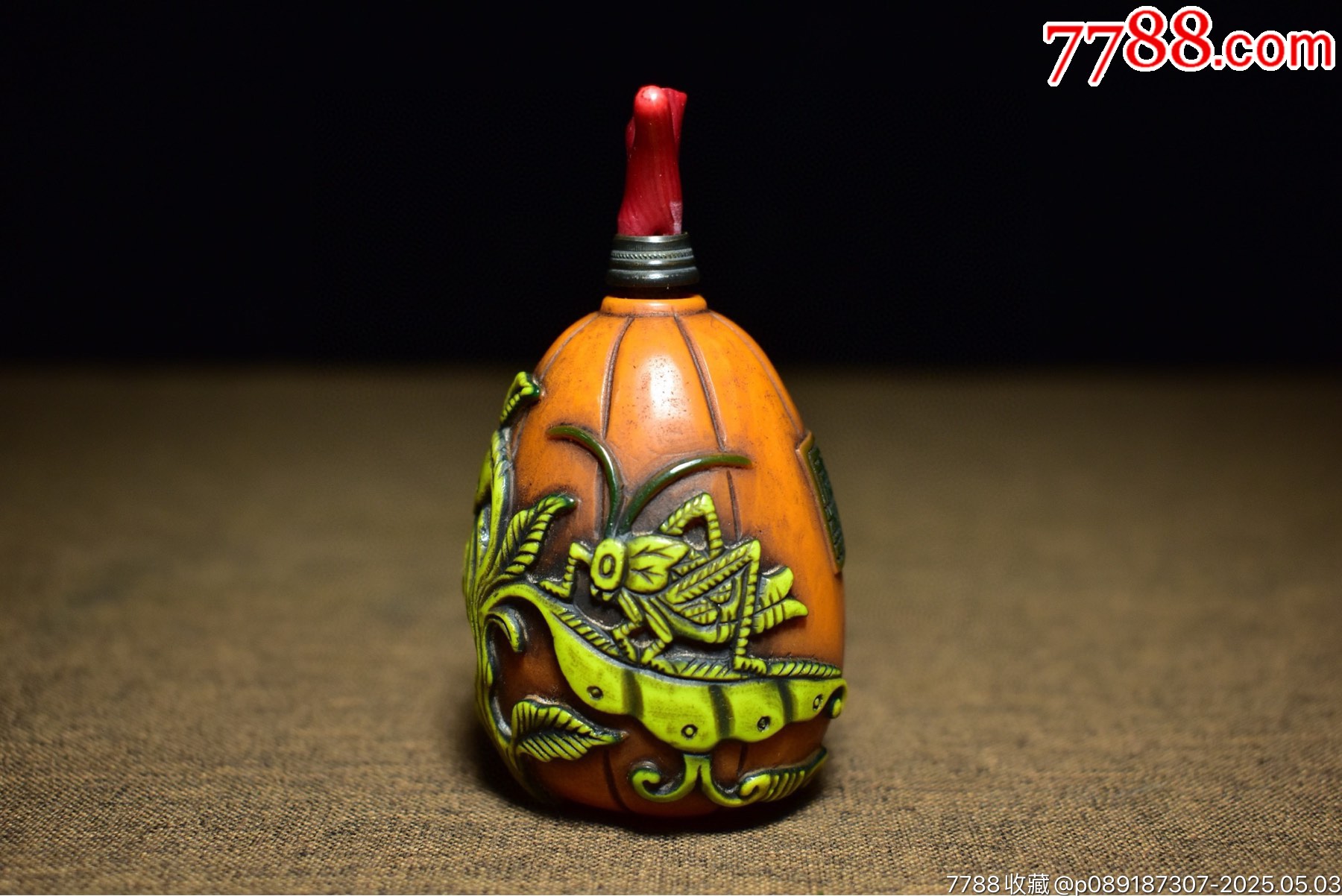 清代琉璃套料手工雕刻鼻烟壶重89克-鼻烟壶-7788收藏
