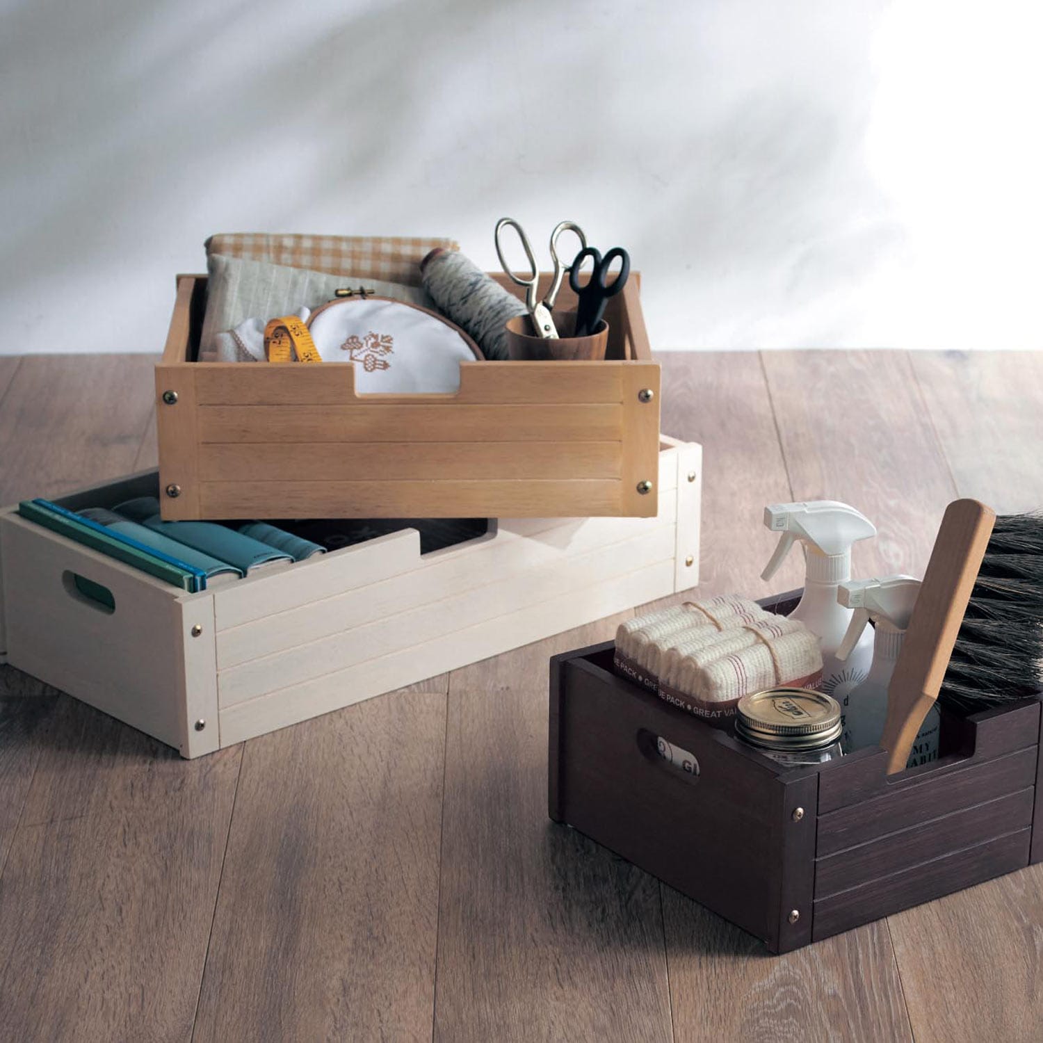 シンプルラック用木製トレイ（収納ボックス/バスケット/小物収納