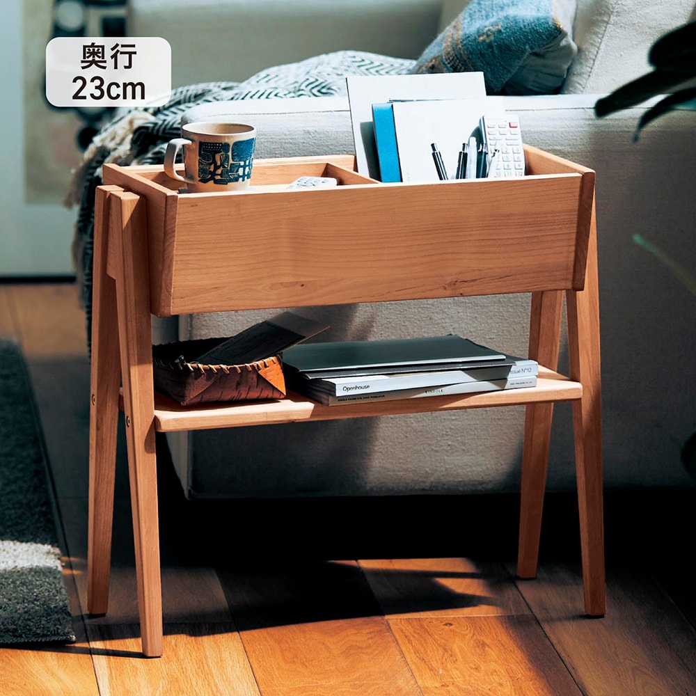 天然木アルダー材でつくったサイドラック（サイドテーブル/リビング