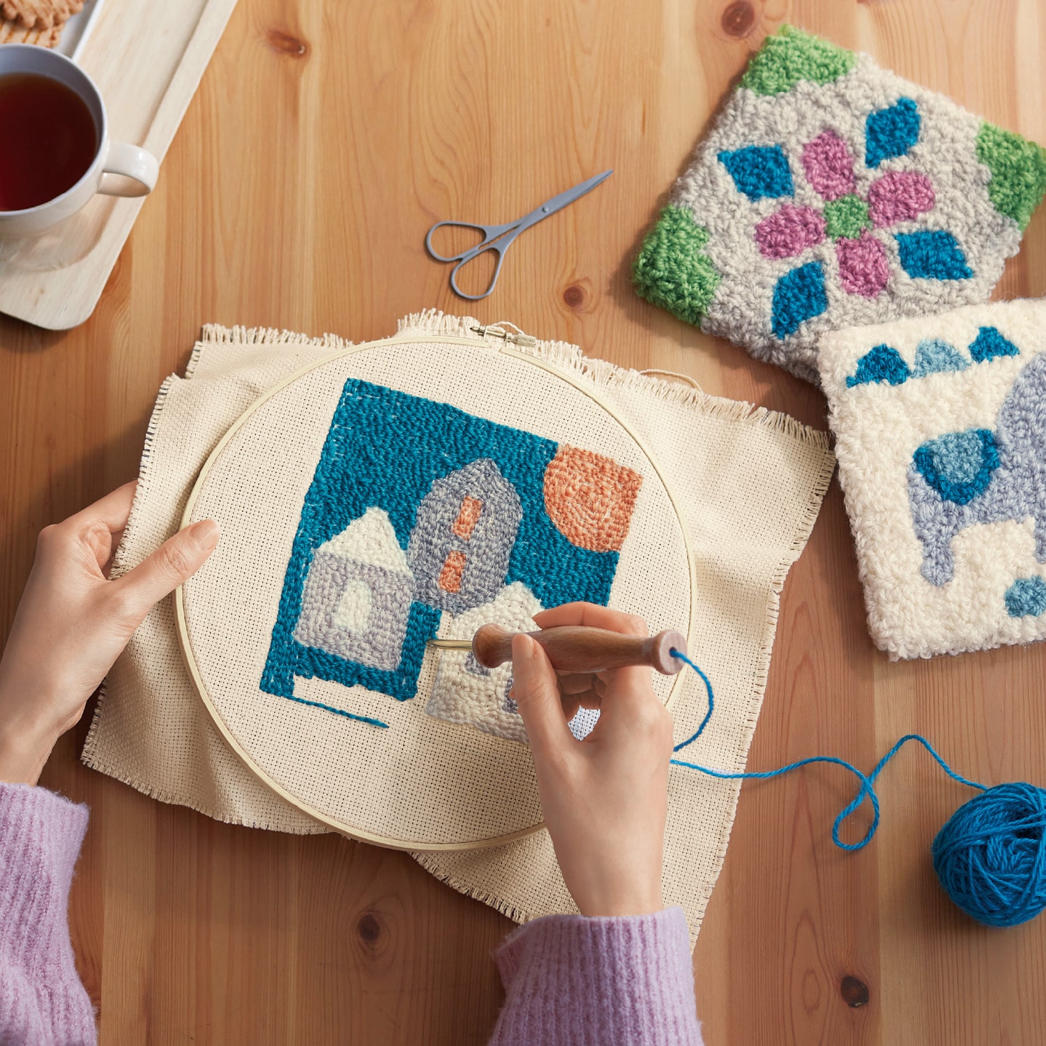 パンチニードルで作るミニラグ手作りキット（手芸/手作り/ソーイング