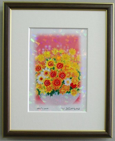 風水版画 IPC57 金運 黄色い花D 吉岡浩太郎 ＜ 絵画と額縁のアート