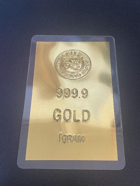 徳力 ラミネートカード 999.9 TOKURIKI カード型インゴット 1g （ 金