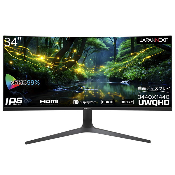 JAPANNEXT JN-IPSC34UWQHDR-H ブラック [34型 ワイド 湾曲液晶