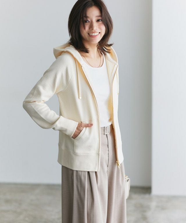 綿100％Wジップフード付きスウェットパーカー【スピード配送】