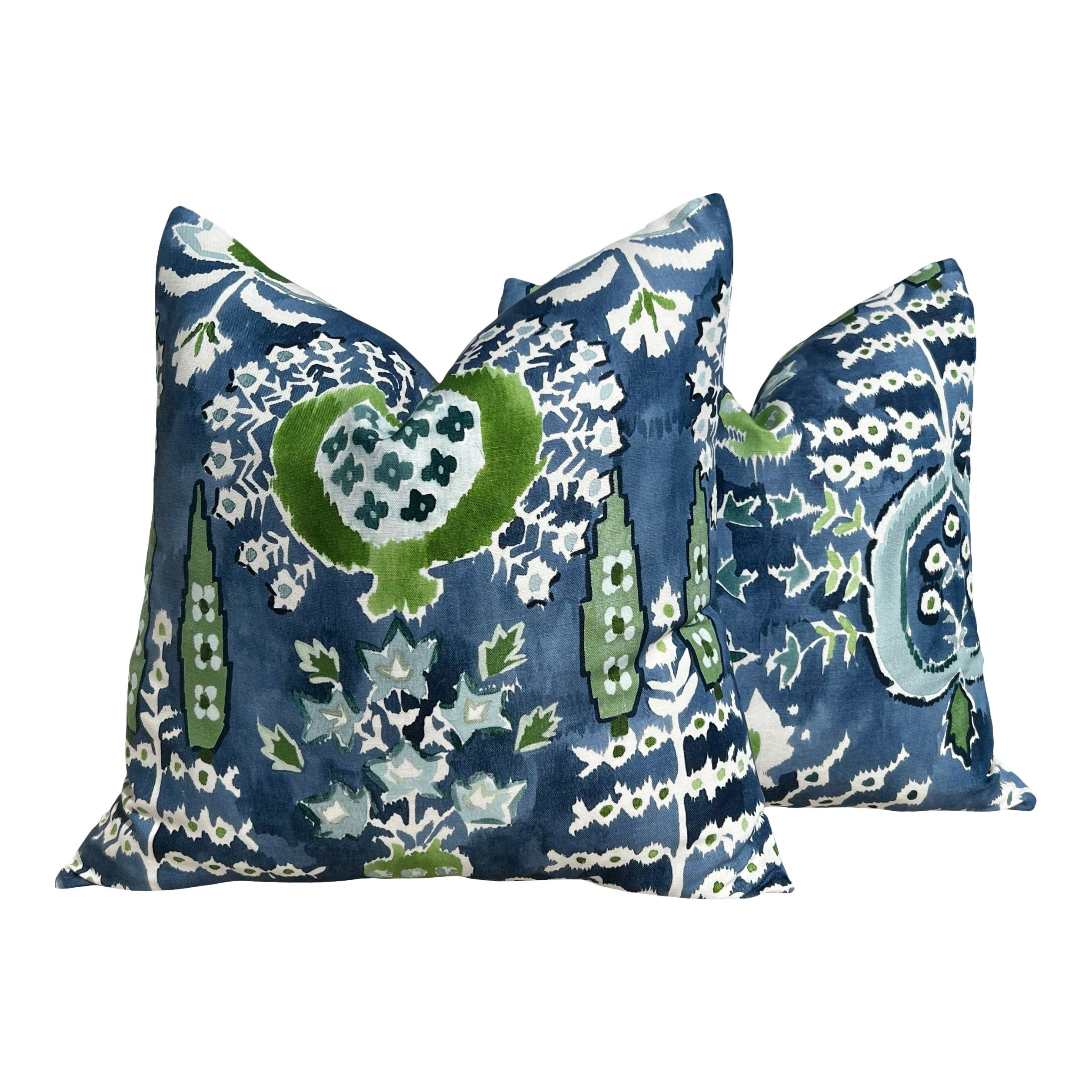 Thibaut Mendoza Suzani Pillow in Blue and Green
