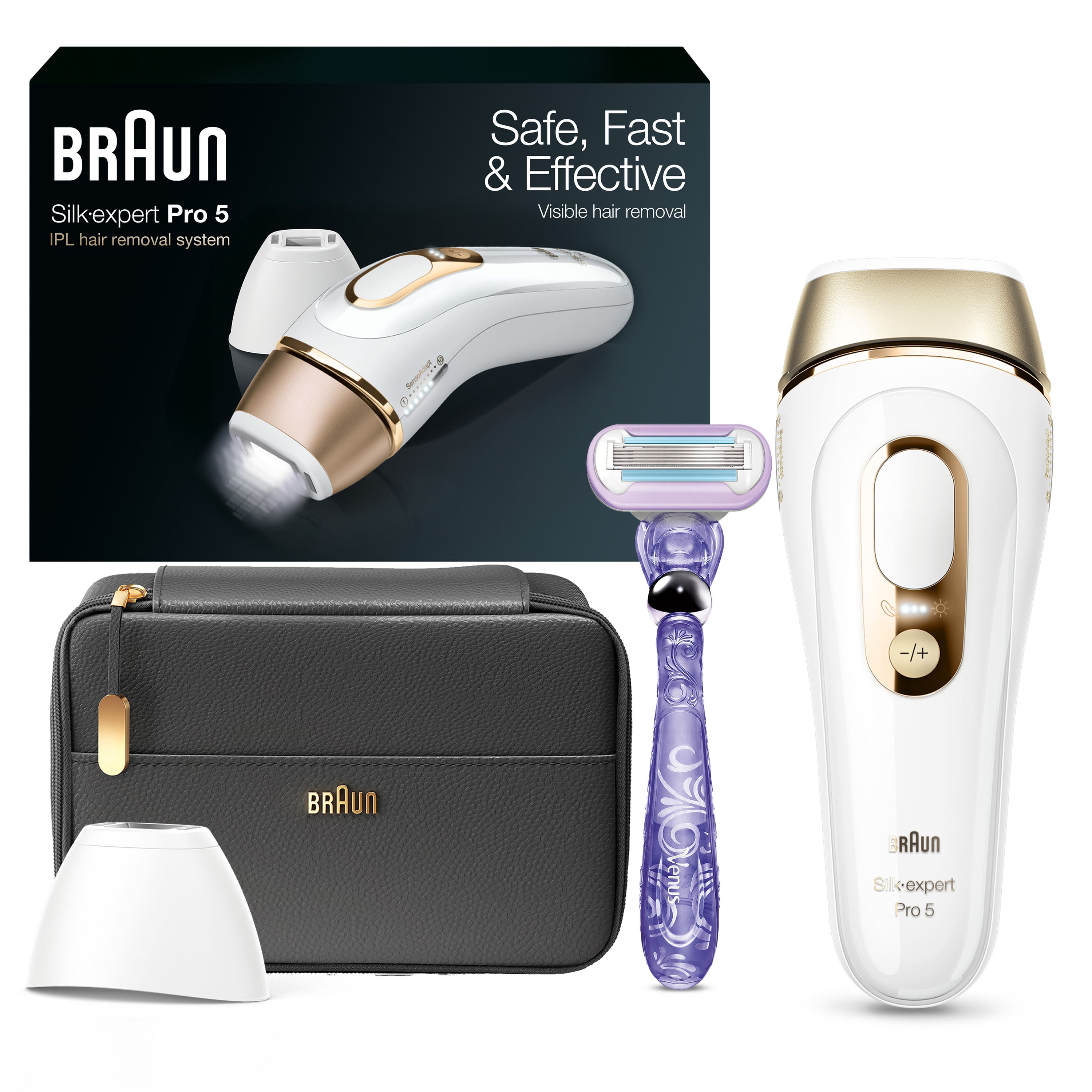 Braun Pro5 PL5147 IPL Hair Removal Kit for Men & Women White Gold