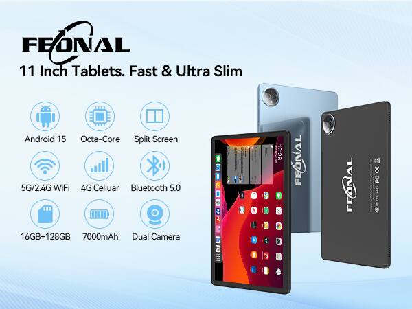 FEONAL Tablet 11 inch Android 15 Tablet, 2025 Latest Update 128GB