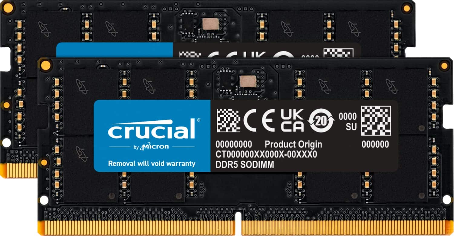 Crucial 32GB Kit (2x16GB) DDR5 5600MHz C46 SODIMM Laptop Memory