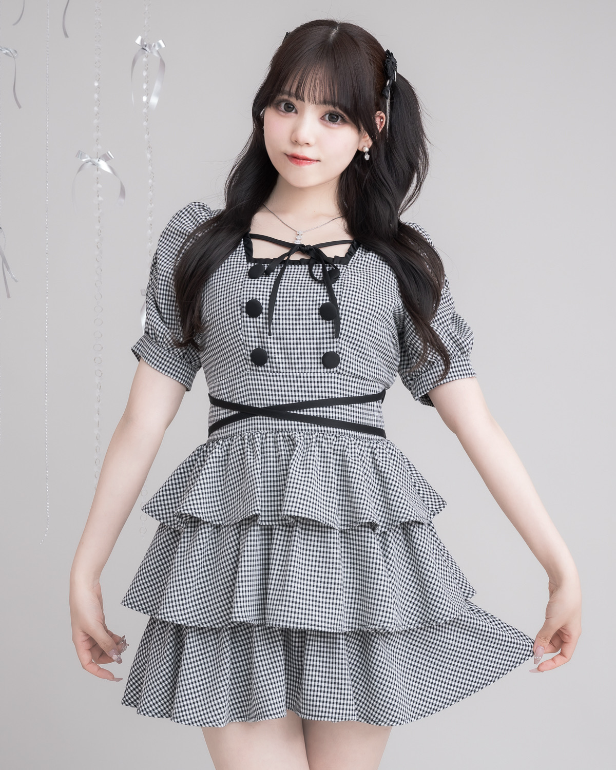 クロスベルト半袖ティアードミニワンピース – pium