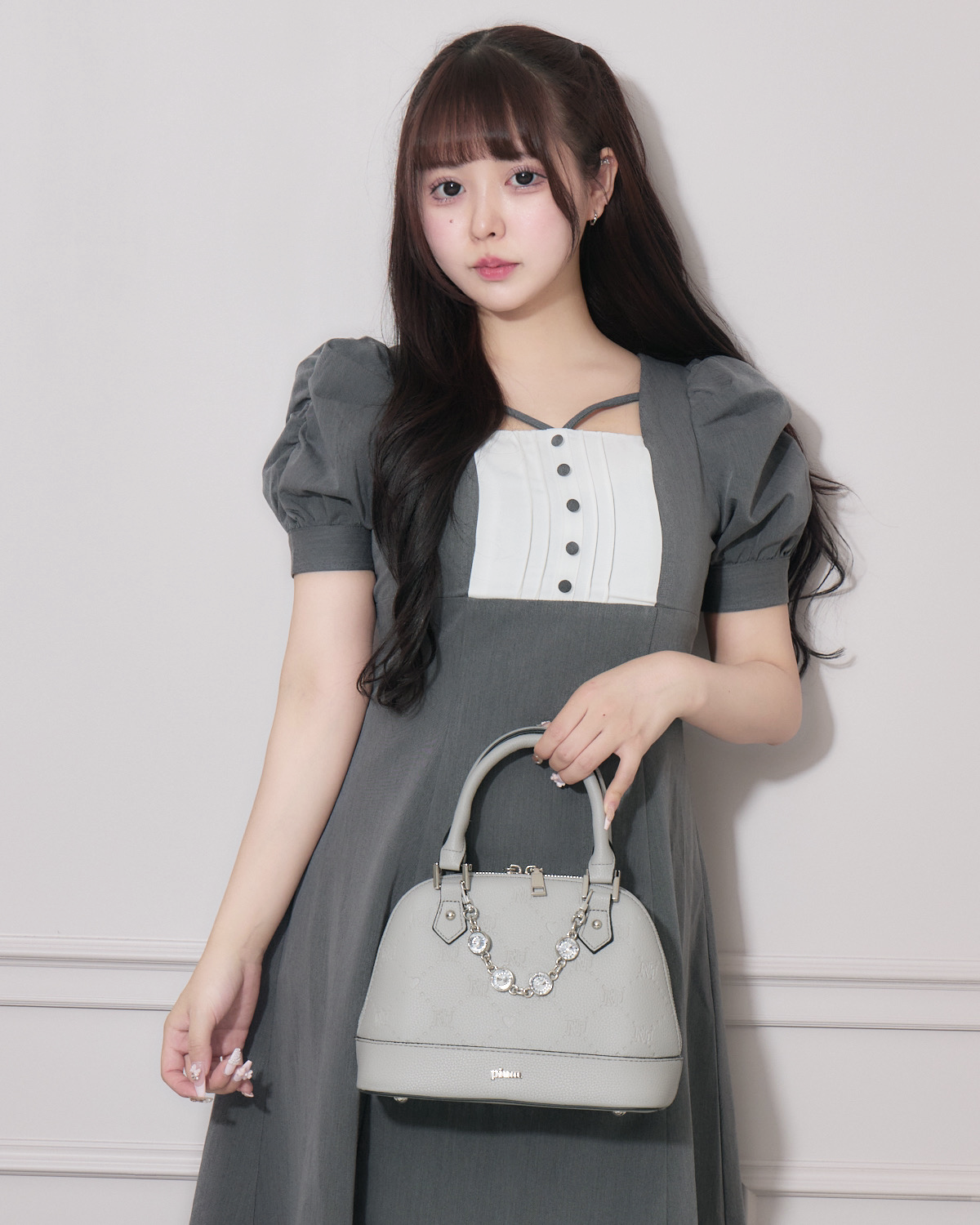 ヨーク切替ギャザースリーブロングワンピース – pium