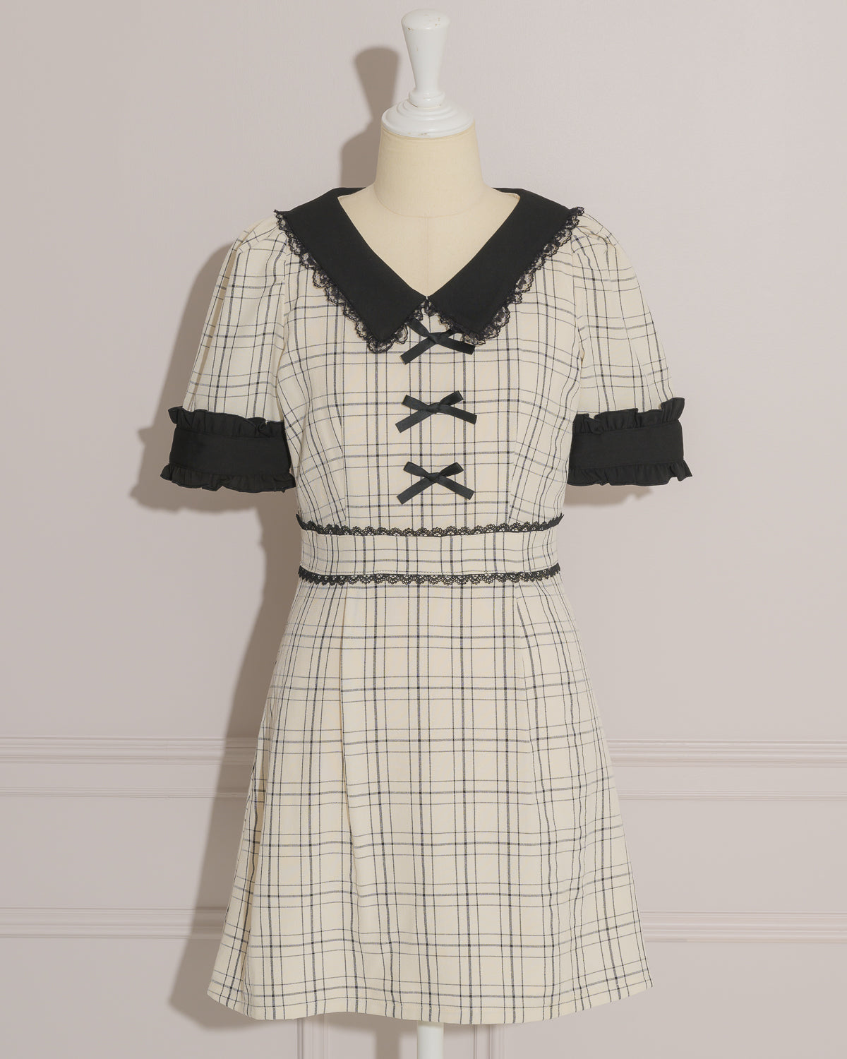 フロントリボン衿付きミニワンピ – pium