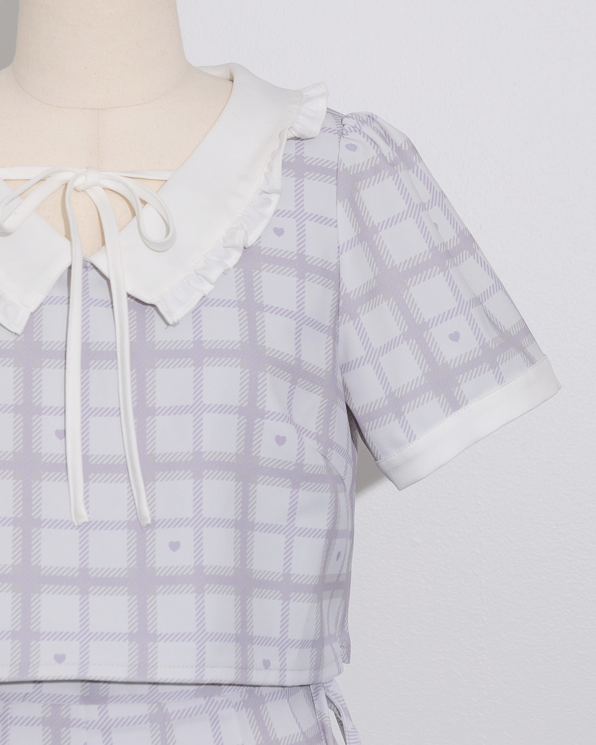 piumハートチェックフリルカラートップス