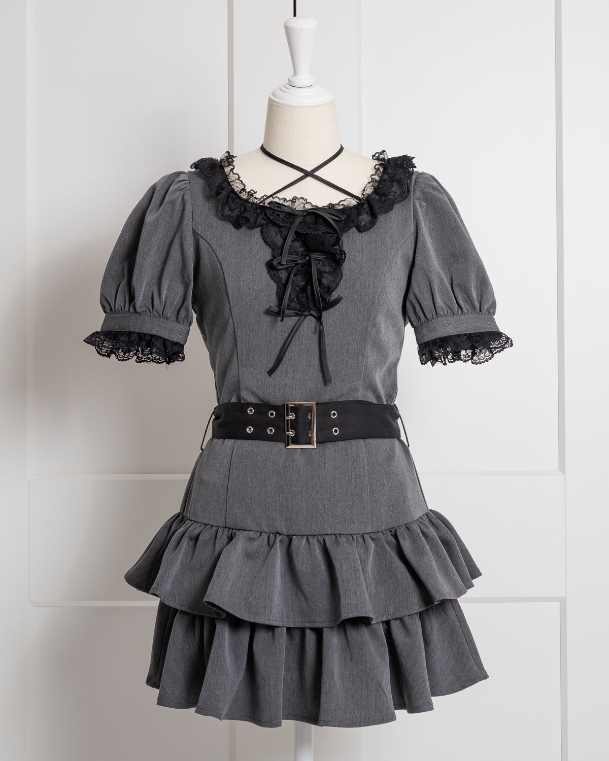 レースフリルティアードミニワンピース – pium