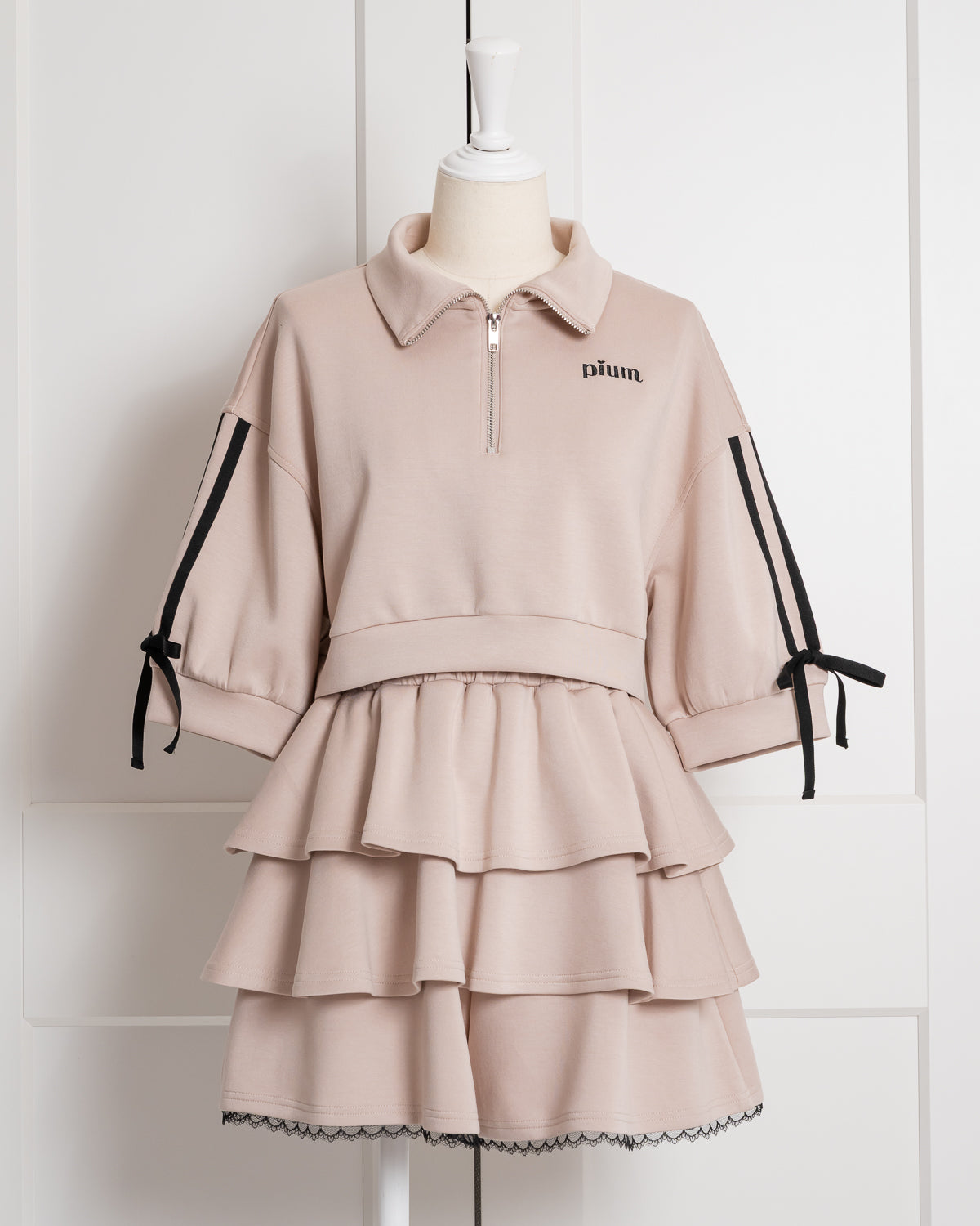 ダブルリボンジャージティアードスカートセット – pium