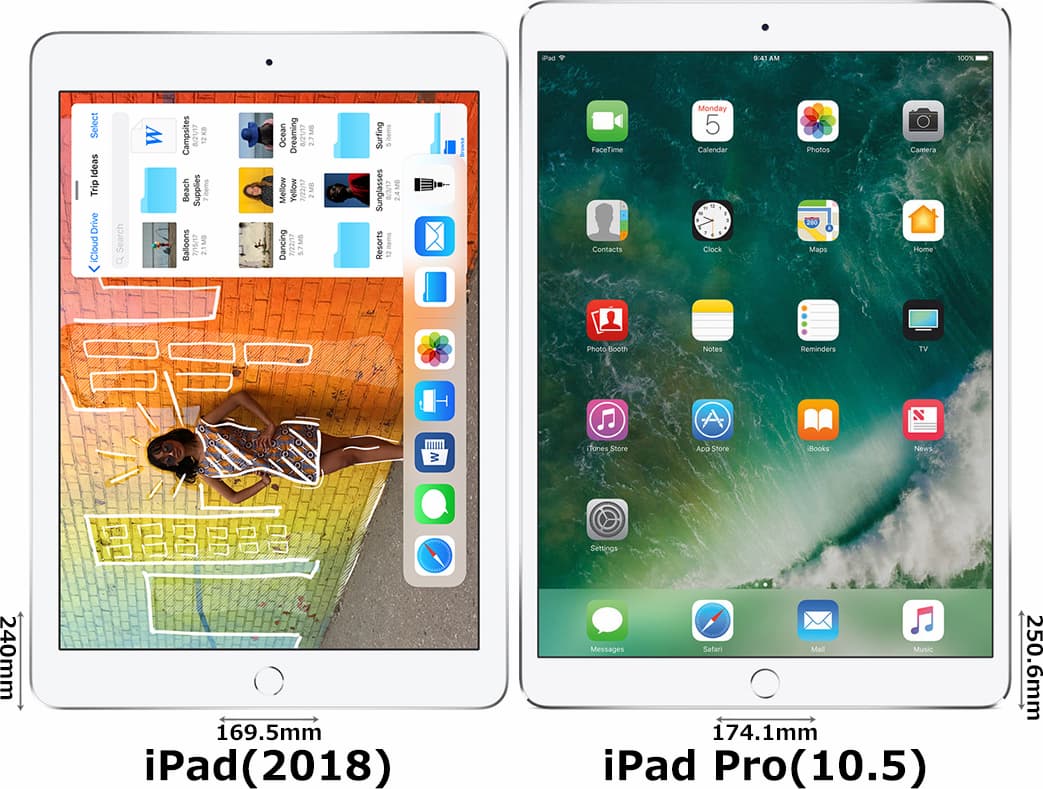 iPad(2018)」と「iPad Pro 10.5インチ(2017)」の違い - フォトスク