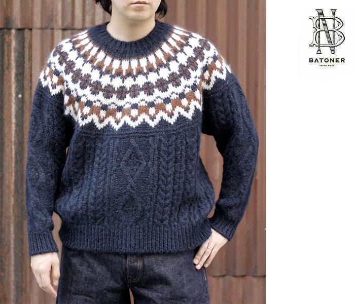 バトナー BATONER モヘア ノルディック クルーネック MOHAIR NORDIC