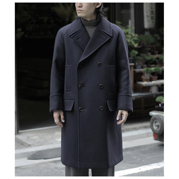 SCYE サイ スーパー140 ウール メルトン ダブルボタン オーバーコート