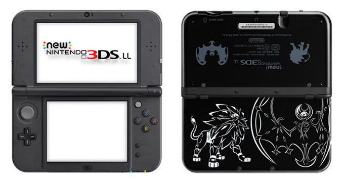 Newニンテンドー3DS LL ピカチュウ、ソルガレオ・ルナアーラの本体