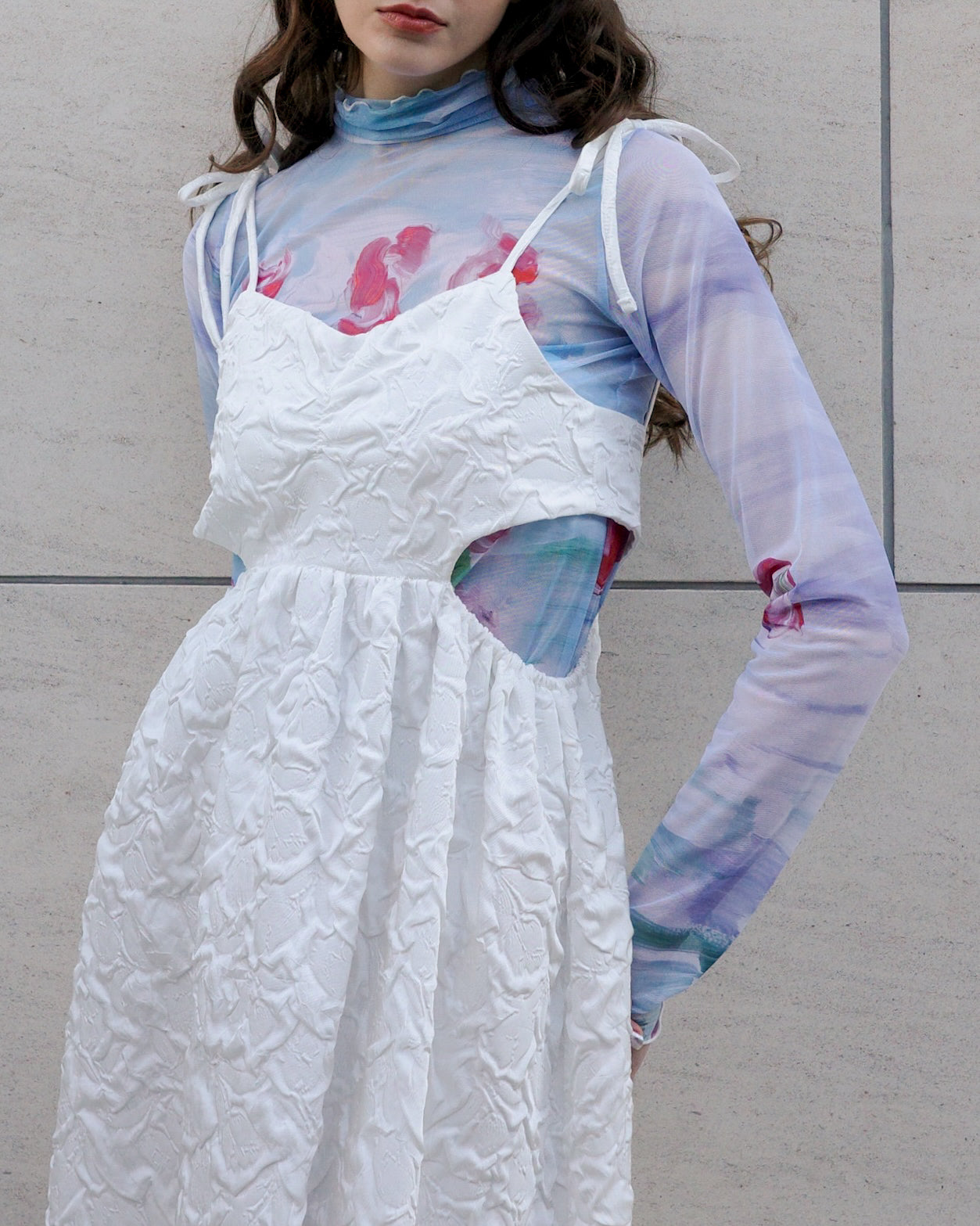 Balloon cami one-piece (White)