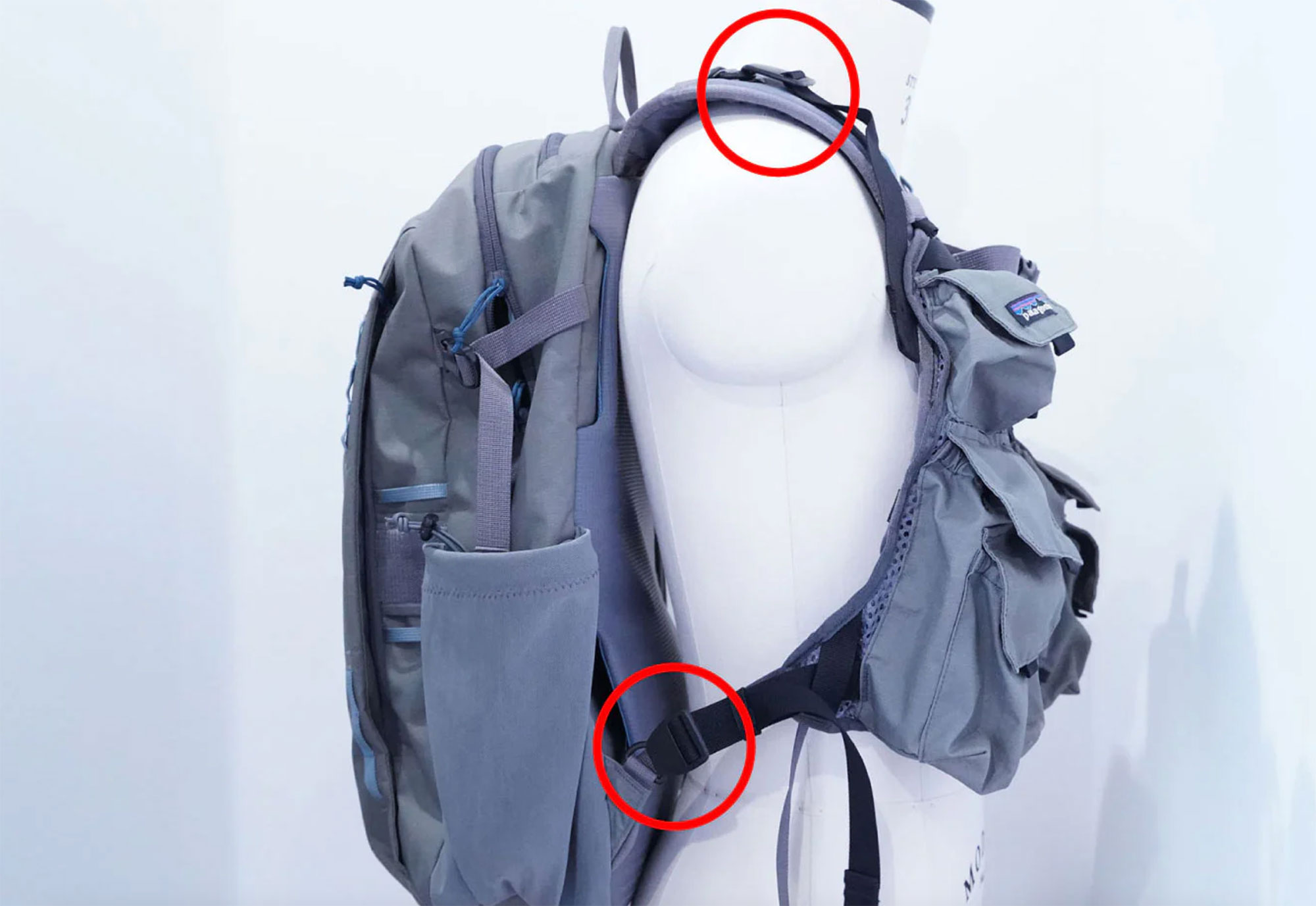 patagonia “Stealth Convertible Vest” | パックのフロントに取り付け