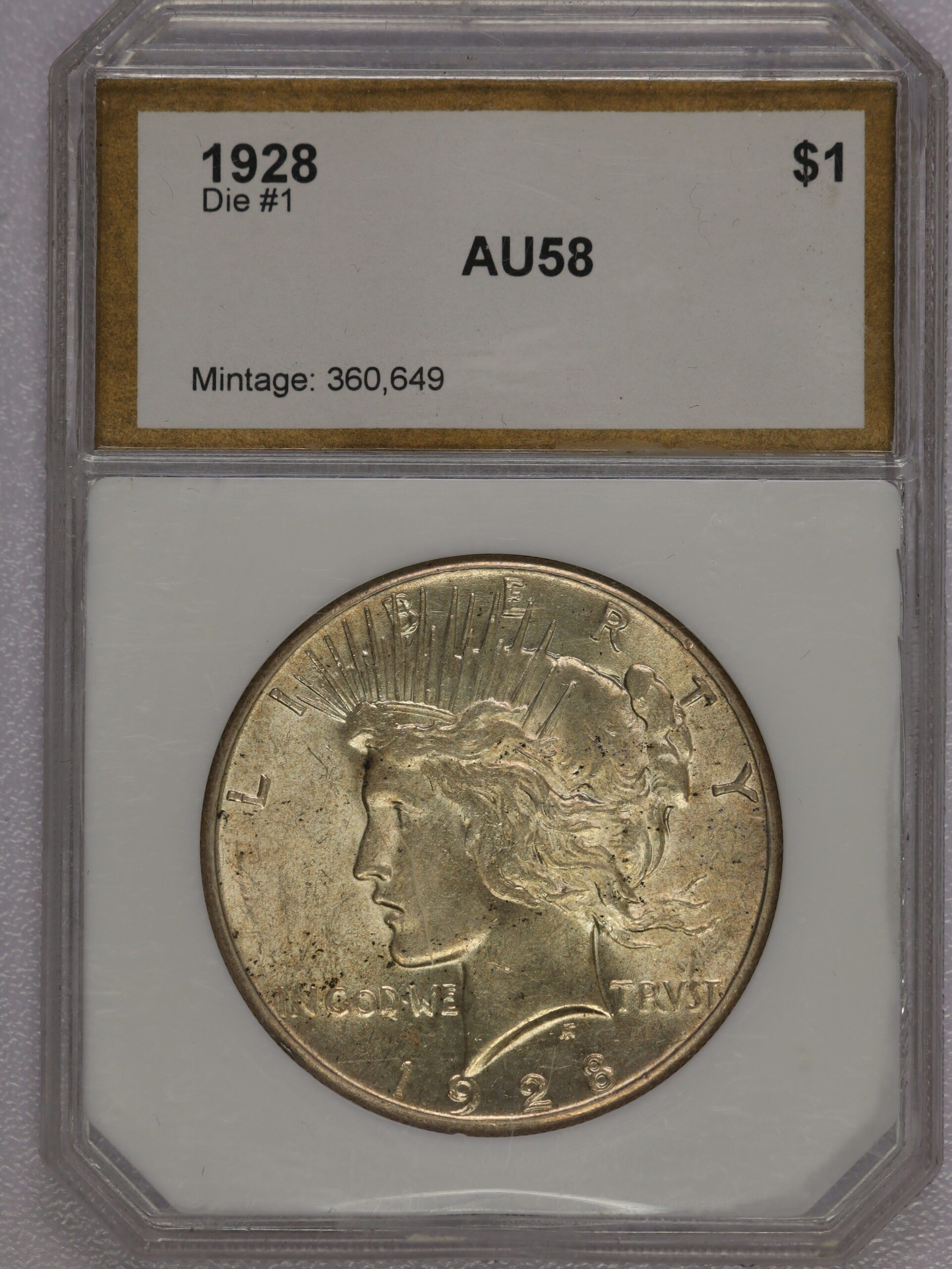 1928 Peace Dollar AU58 @ Greysheet Wholesale – Portsmouth Coin