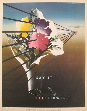 A.M. Cassandre - Say it with Teleflowers & Lumber (Two Sided Print