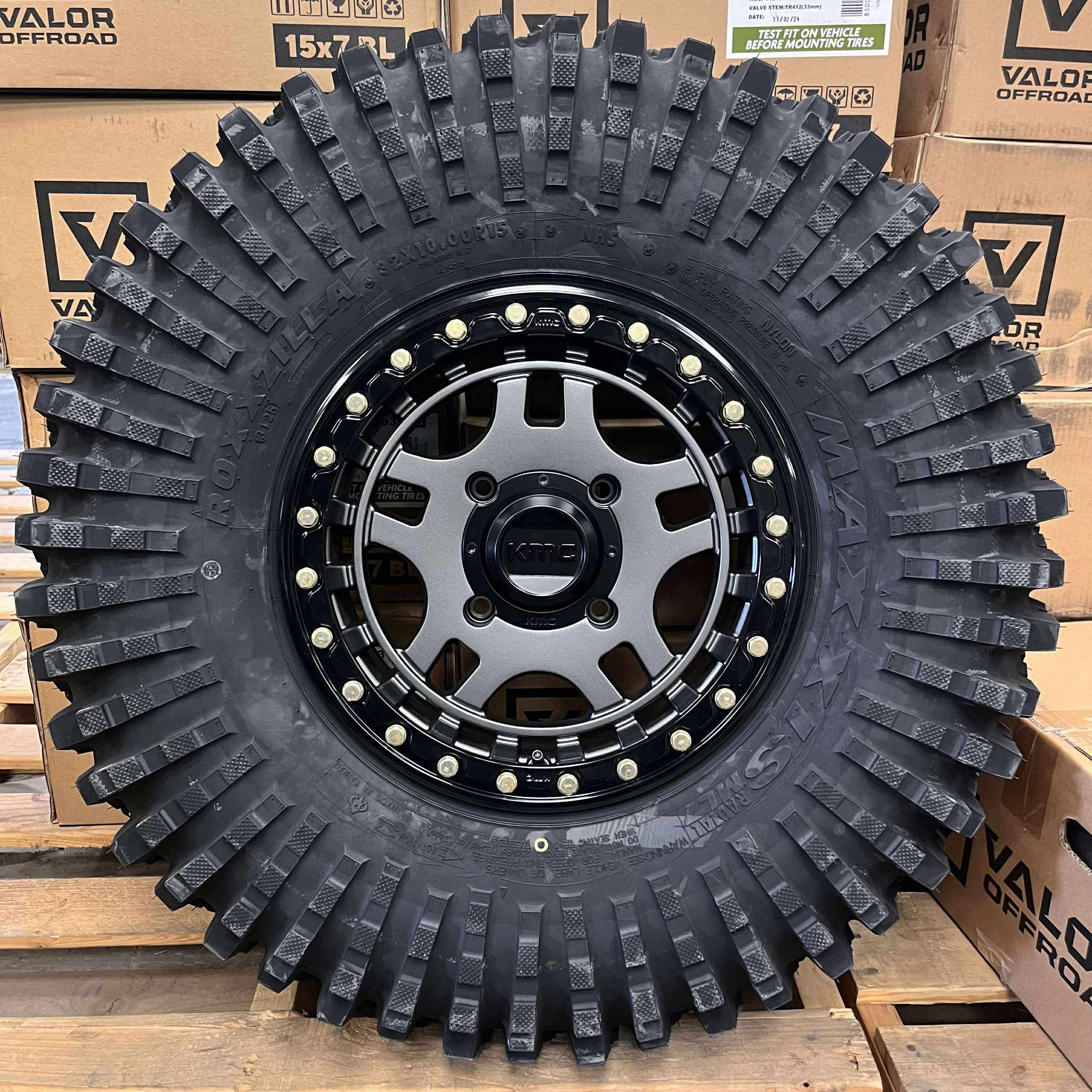 KMC KS240 Beadlock Wheels on Maxxis Roxxzilla Tires – UTV Wheel