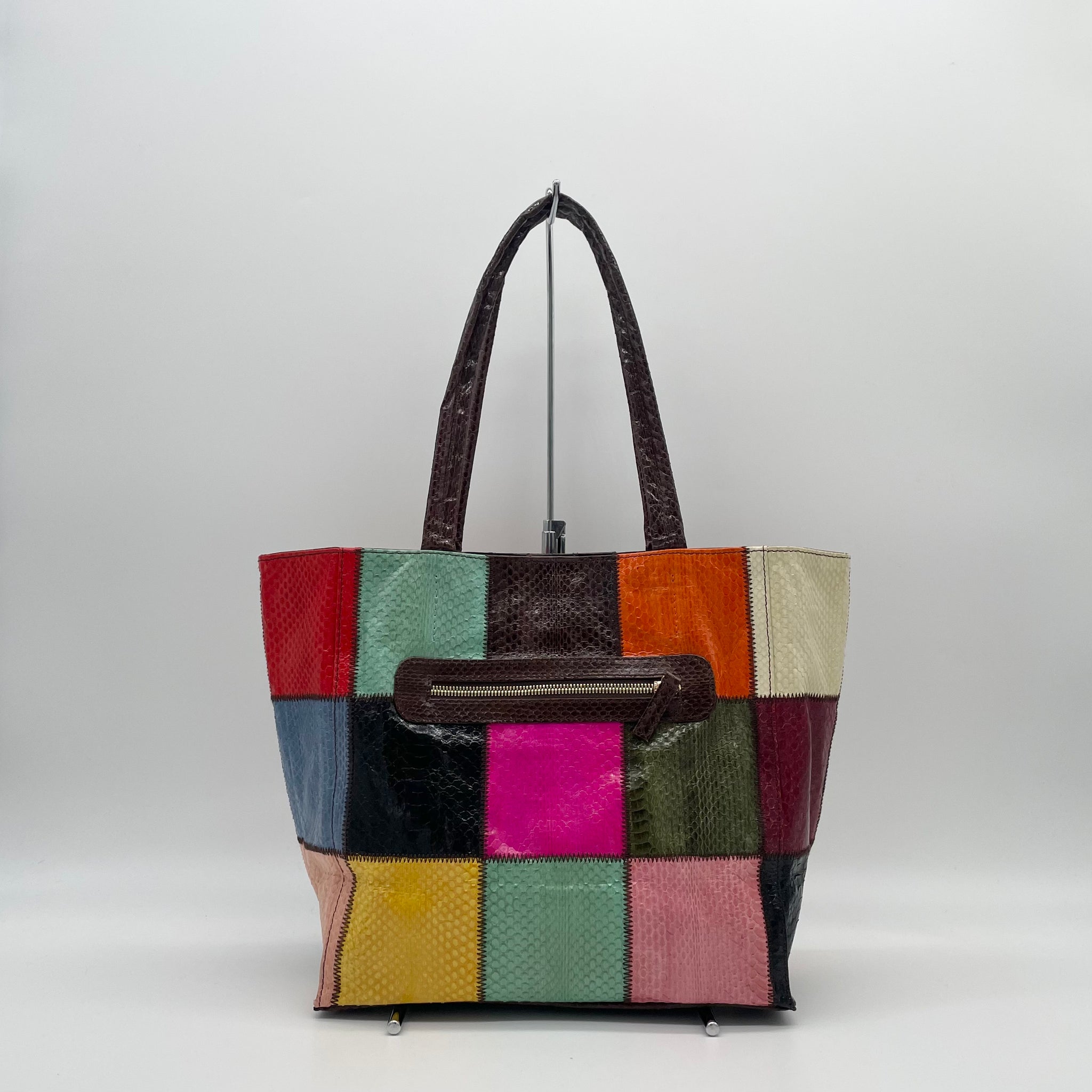 スネークレザーパッチワークトートバッグ – pliable tokyo