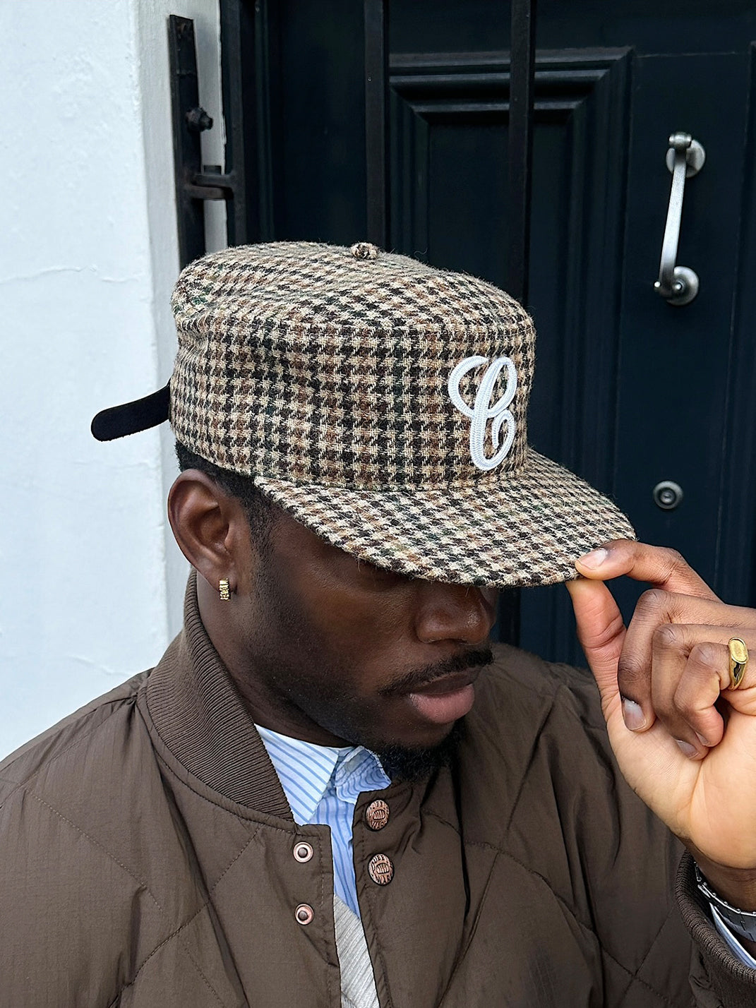 6CRAYON | Flat Brim Embroidered Baseball Cap-Brown