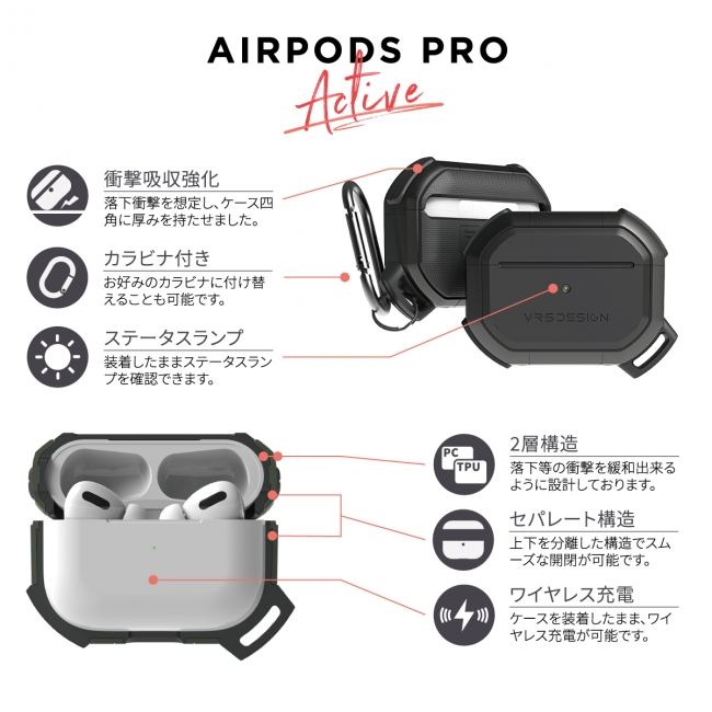 AirPods Proをしっかり保護！耐衝撃ハイブリッドケース「Active