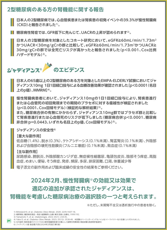 2型糖尿病で望まれる早期から腎機能を考慮した治療とジャディアンスの