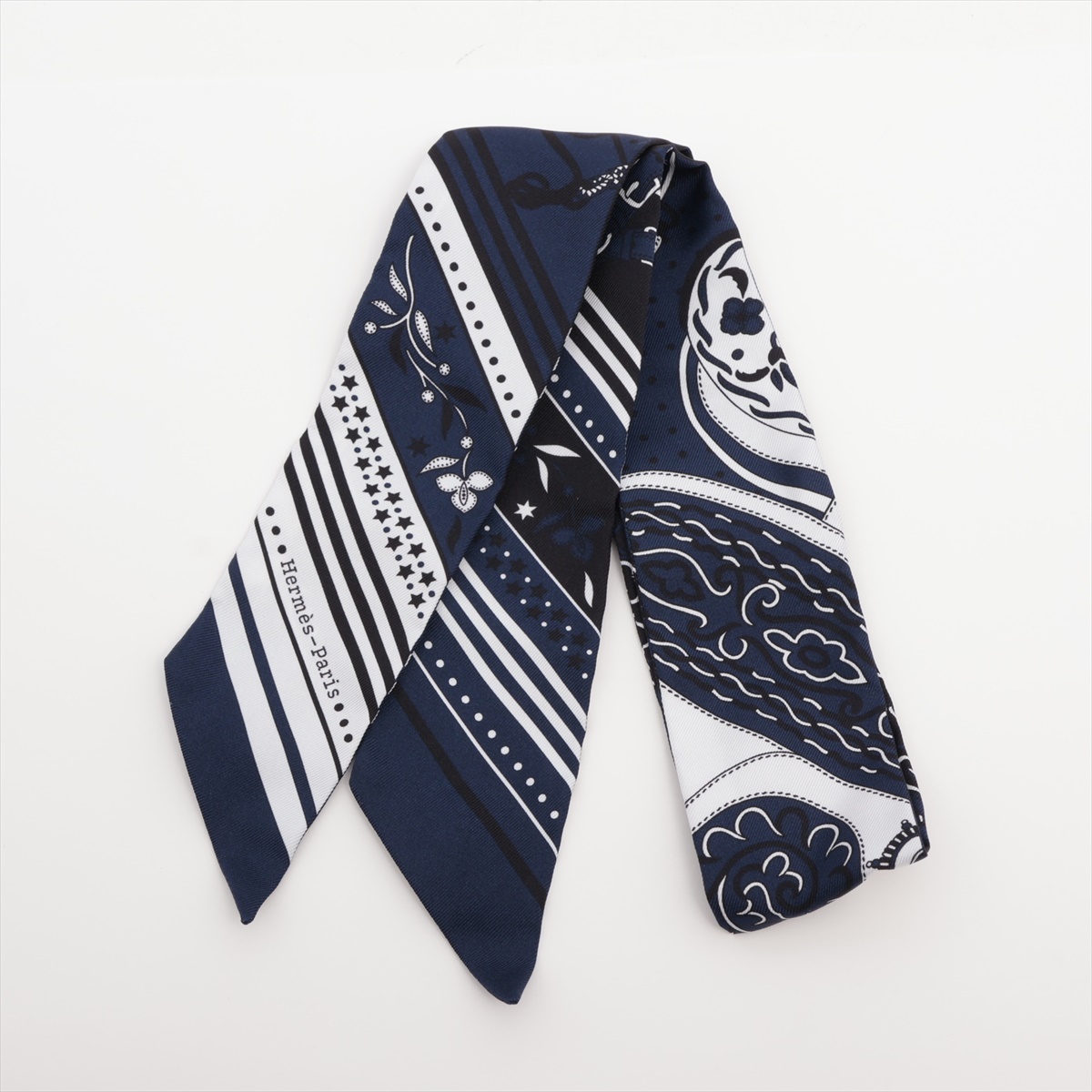 エルメス カーディガン スカーフ柄 切替 セリエボタン シルク オールド