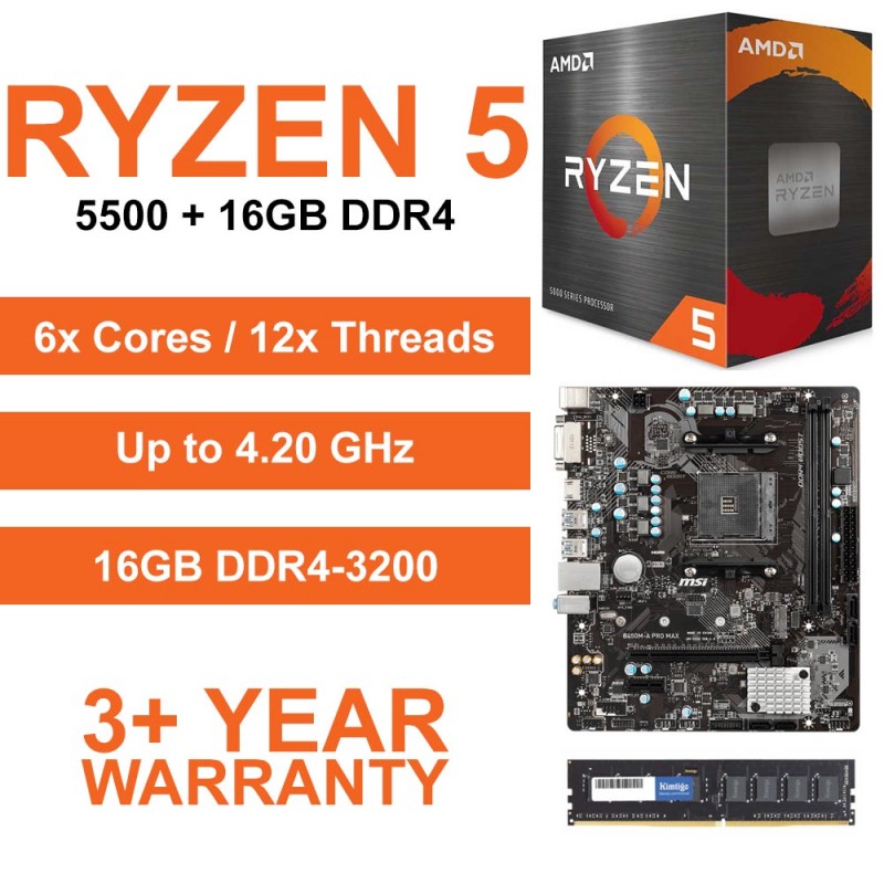 AMD Ryzen 5 5500 / MSI B450M-A PRO MAX II Motherboard / 16GB DDR4