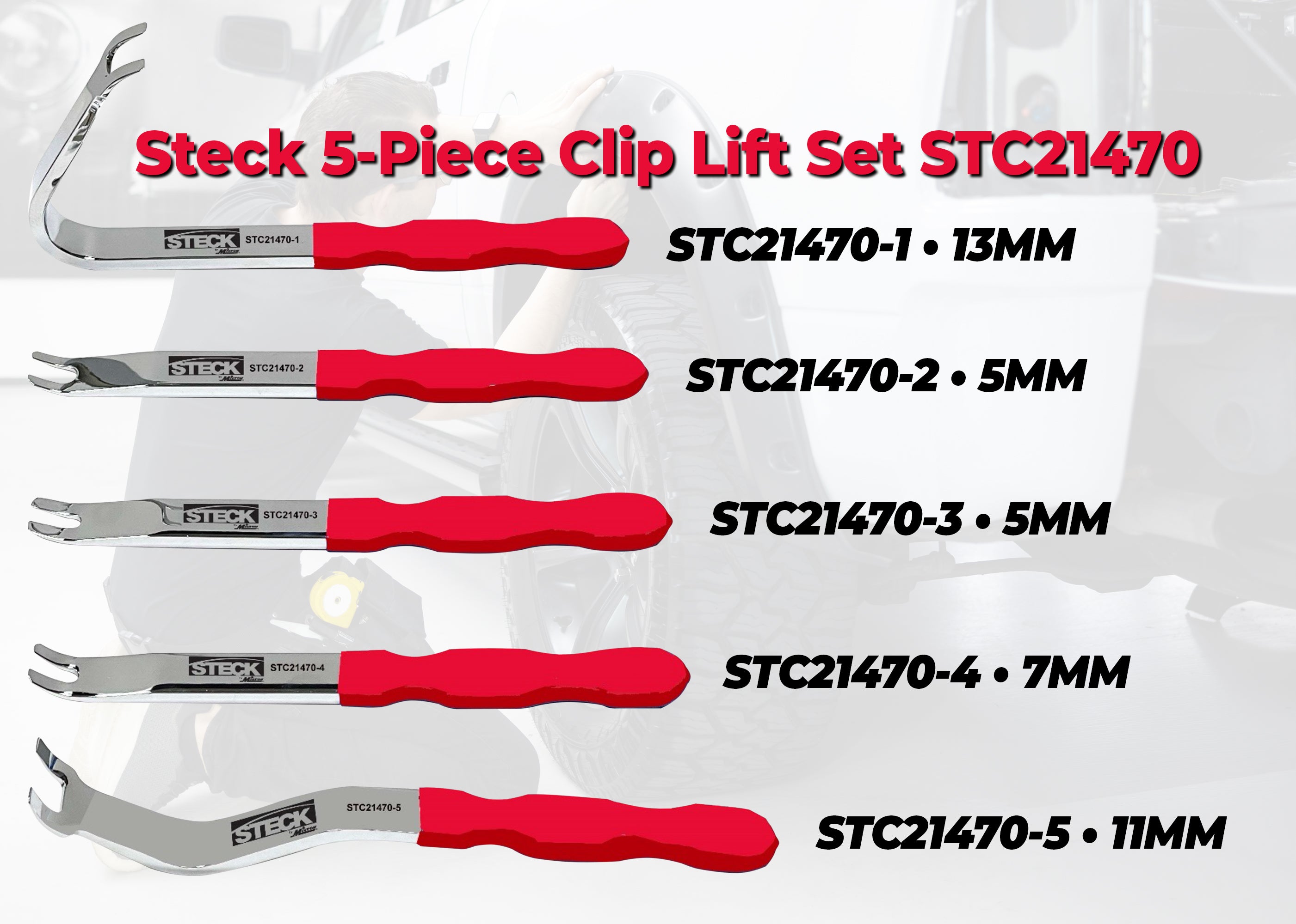Professional 5-Piece Clip Lift Set W 5mm, 7mm & 13mm Spreads