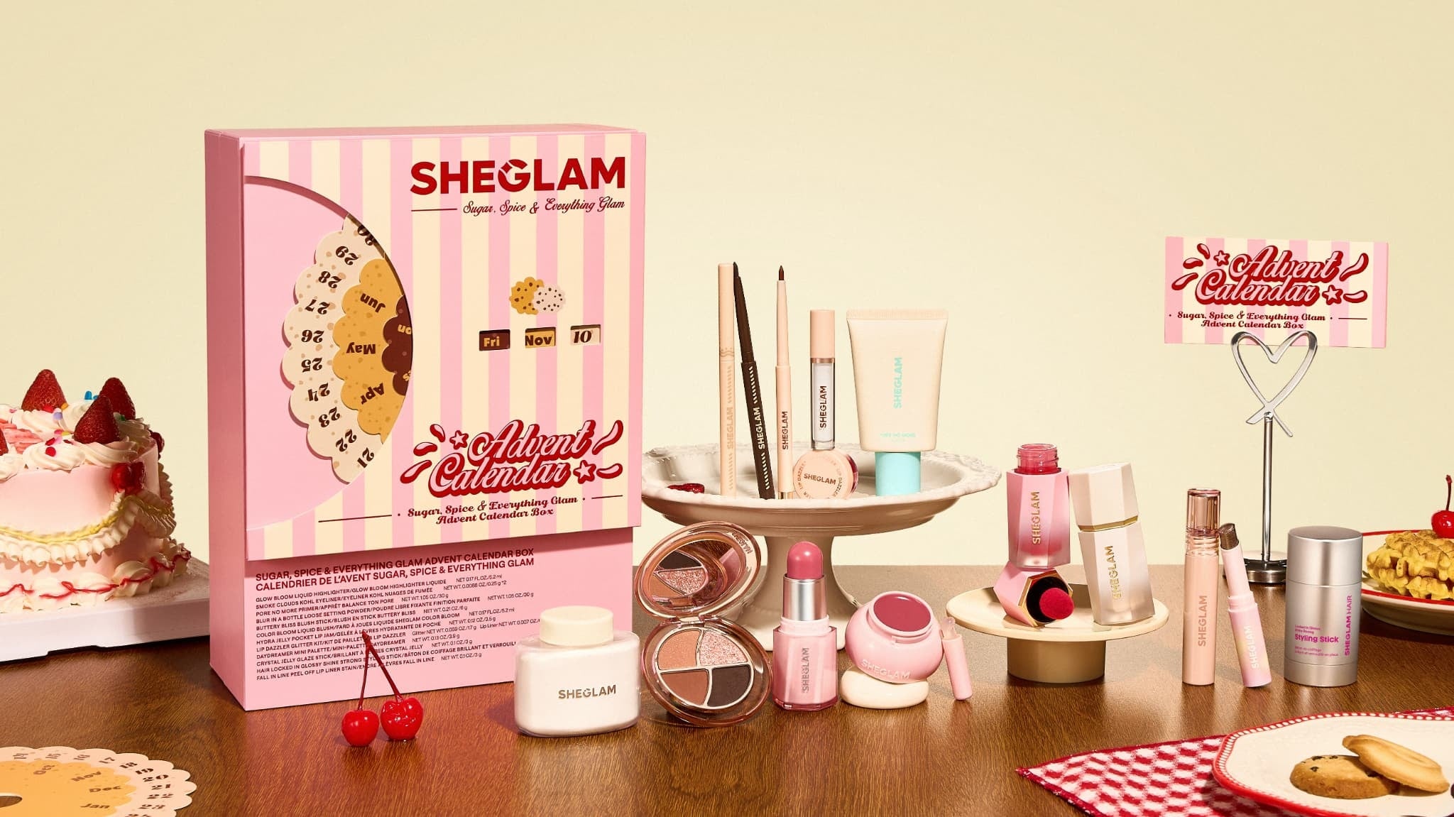 SHEGLAM2025年冬新作よりスイーツボックスがモチーフのアドベント