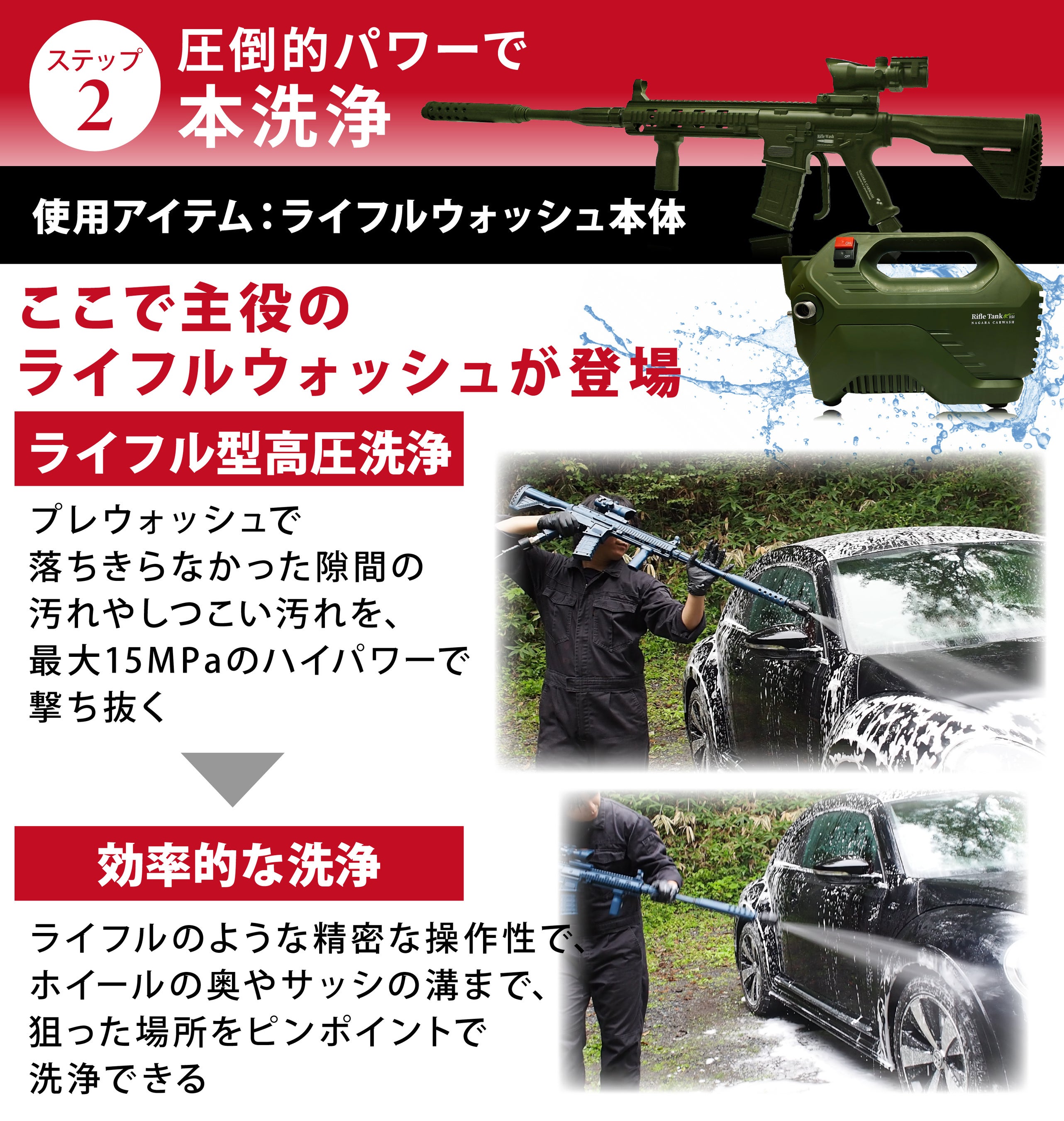 ライフル型高圧洗浄機で「記憶に残る洗車体験を」作っていきたい