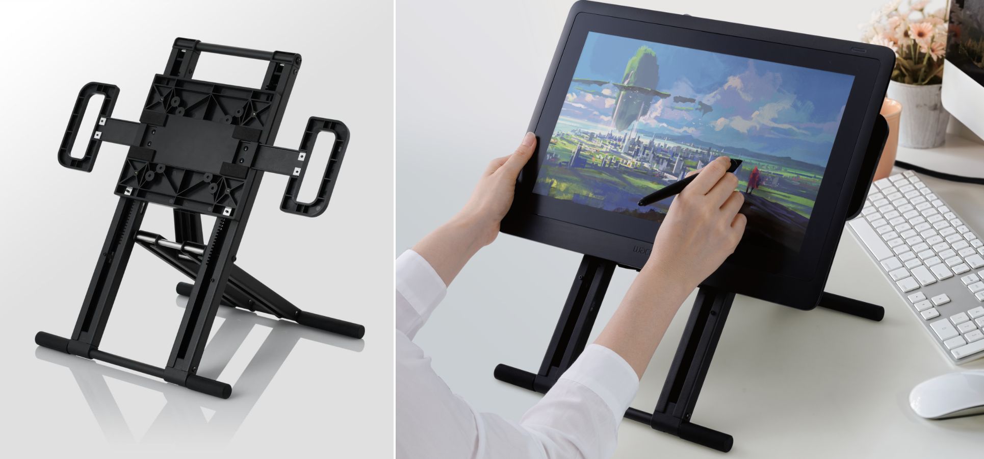 楽な姿勢で絵を描ける！多角度調節付きで、Wacom Cintiq 16などに対応