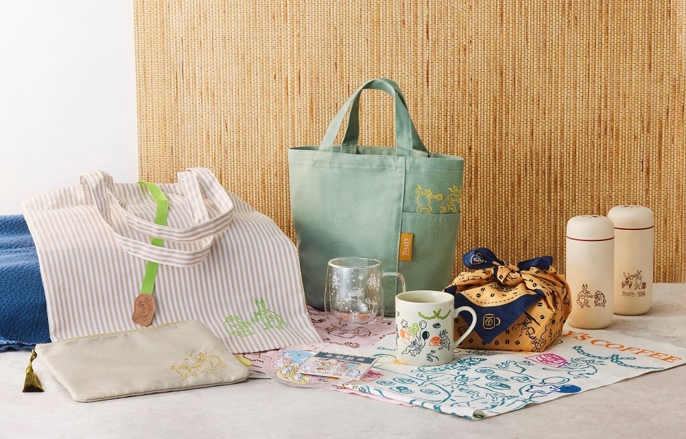 タリーズコーヒー×かまわぬ” 「鳥獣戯画」アイテムを7月20日（水