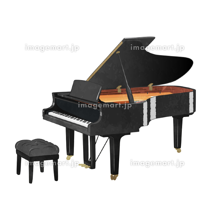 かわいいグランドピアノと椅子セットのイラスト [227369156]｜毎月1点
