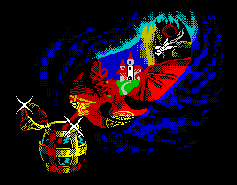 OC] The Illustrator — ZX Spectrum artwork (max 2 colors per 8x8