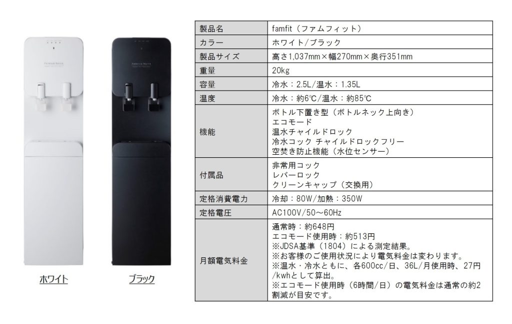 お水の交換が簡単にできるボトル下置き型の新モデル！ “家族のカタチ